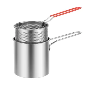 Deep Frying Pot With Basket Small Deep Frying Pot With Basket 1200Ml Stainless Steel Fryer Pot With Long Handle Mini Deep Oil Fryer For French Fries/Shrimp/Fish/Chicken Wings (1-Pcs)